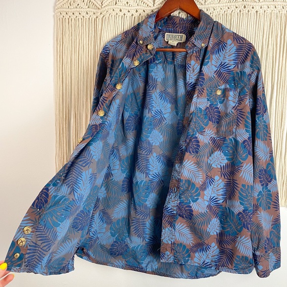 Duluth Trading Co Relaxed Fit Tropical Print Long Sleeve Button Shirt Medium - Picture 2 of 13